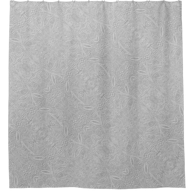 Cortina Para Box Olhar Floral Embutido Cinza (Frente)