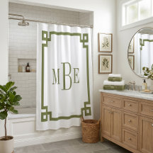 Olive Verde e Chave Grega Branca | Monogramada