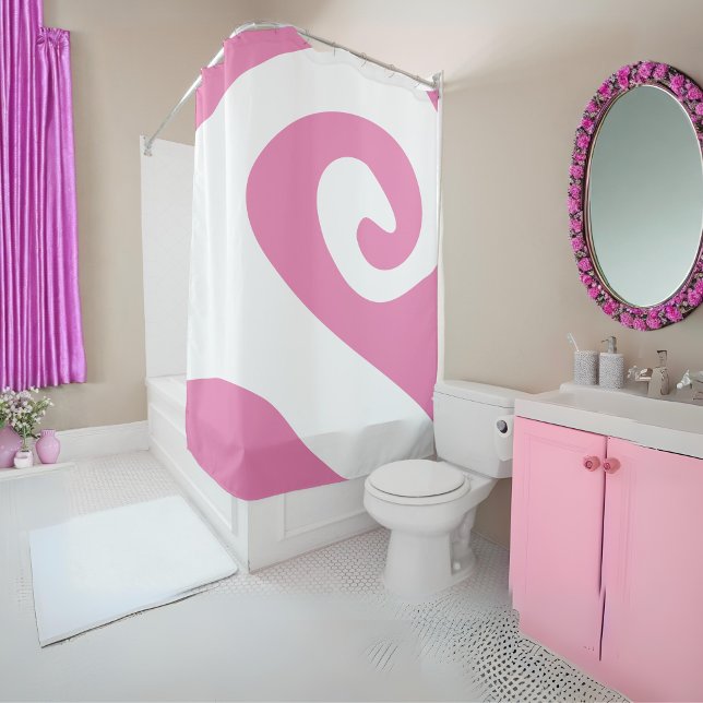Cortina Para Box Onda de espiral branca e rosa (Criador carregado)