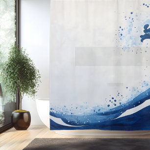 Cortina Para Box Onda Grande em Aquarela Estilo Japonês