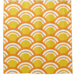 Cortina Para Box Onda Japonesa Seigaiha  Padrão Amarelo Laranja 