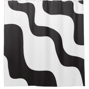 Cortina Para Box Onda Preto e Branco Arte Moderna Abstrata Chic
