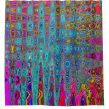 Ondas Atômicas Abstratas Azul Céu Trippy Retro