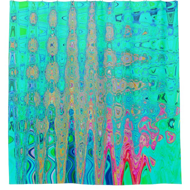 Cortina Para Box Ondas Atômicas Abstratas e Groovy em Arco-Íris Ret (Frente)