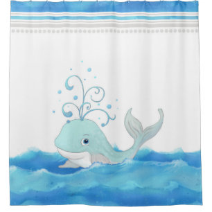 Cortina Para Box Ondas bonitos das bolinhas da baleia de Little Boy