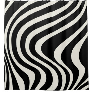 Cortina Para Box Ondas de estilo retrô preto e branco