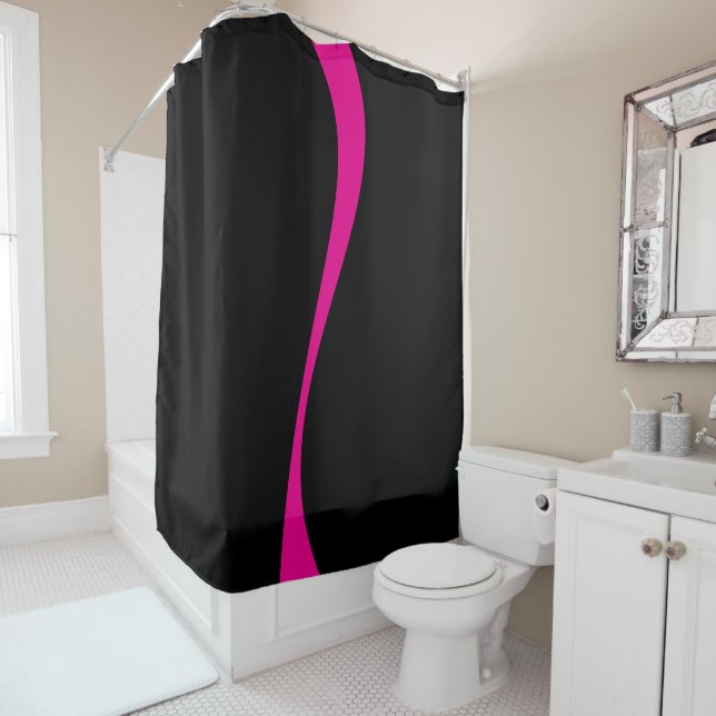 Cortina Para Box Ondas simples 2 em magenta e preto (In Situ)