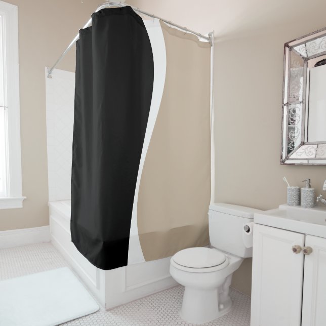 Cortina Para Box Ondas Simples 2 - Taupe, Preto e Branco (In Situ)