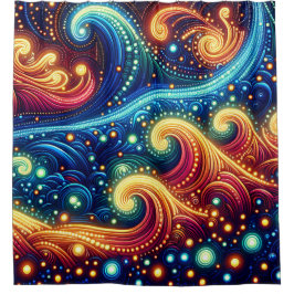 Cortina Para Box Ondas Whimsical - Arte Vibrante Do Oceano