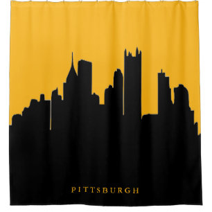 Cortina Para Box Opinião preta e Dourado da skyline da cidade de