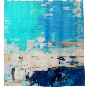 Cortina Para Box "Oposto" Turquoise Abstrato Art