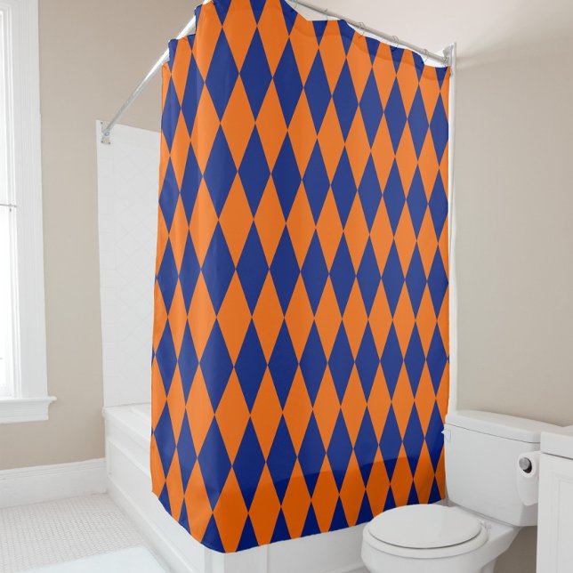 Cortina Para Box Orange and Blue Harlequin Checkered Design  (Criador carregado)