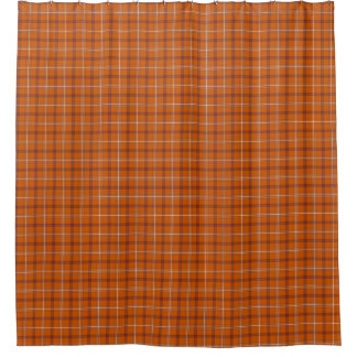 Cortina Para Box Orange Burgundy Plaid Shower Curtain