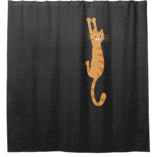 Cortina Para Box Orange Tabby Cat Hanging On Funny Striped Cat