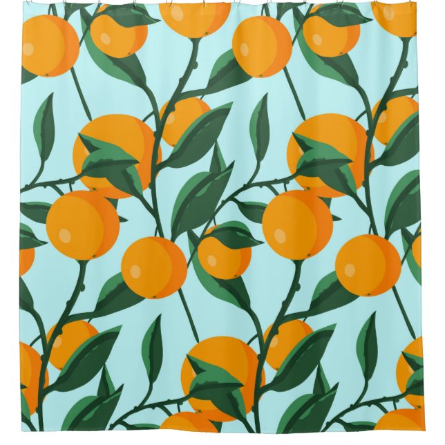 Cortina Para Box oranges on leaf branches seamless pattern, citrus  (Frente)