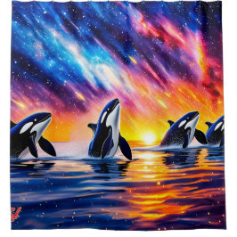 Cortina Para Box Orcas Sob Galaxy Sky 02 Design por Rich AMeN