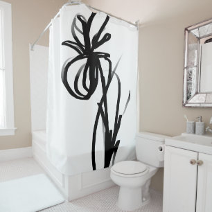 Cortina Para Box Orchid Blanc: Abstrato branco e preto