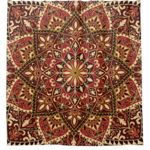 Cortina Para Box Oriental Red: Tapete Floral Vintage