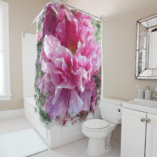 Cortina Para Box *~* Original Painting Pink Peony Floral Flower AR1
