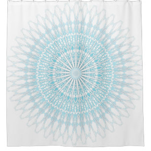 Cortina Para Box Ornamento branco da mandala de turquesa