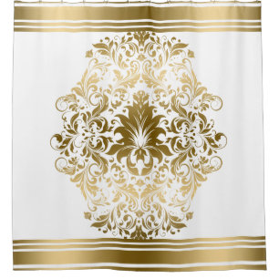 Cortina Para Box Ornamento de rendas Florais de Borda de Dourada Fa