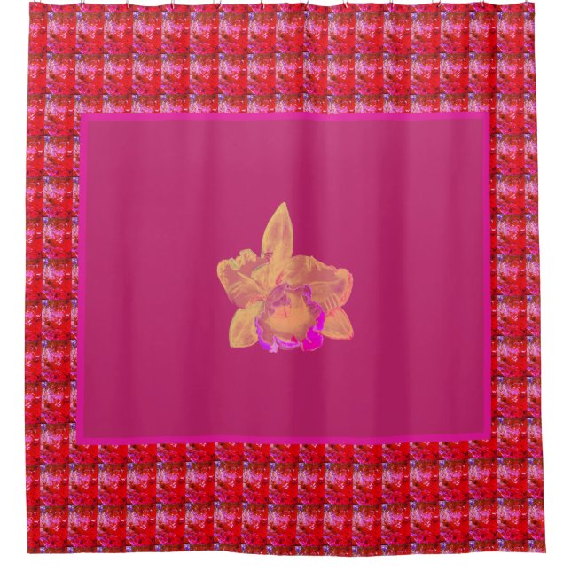 Cortina Para Box Orquídea Amarela e magenta imensa em vermelho (Frente)