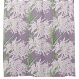 Cortina Para Box Orquídeas Brancas Floral em Púrpura