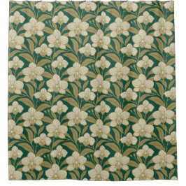 Cortina Para Box Orquídeas em padrão verde esmeralda