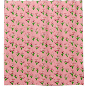 Cortina Para Box Orquídeas Selvagens - Orquídeas Rosa-Coral e Folha