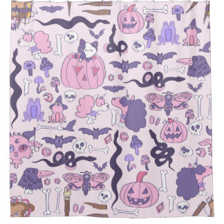 Cortina Para Box ossos de unicórnio de halloween, desenhados à mão