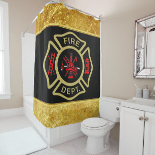 Cortina Para Box Ouro do logotipo do departamento dos bombeiros e