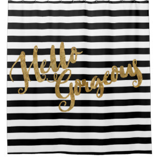 Cortina Para Box Ouro Hello Gorgeous Stripes
