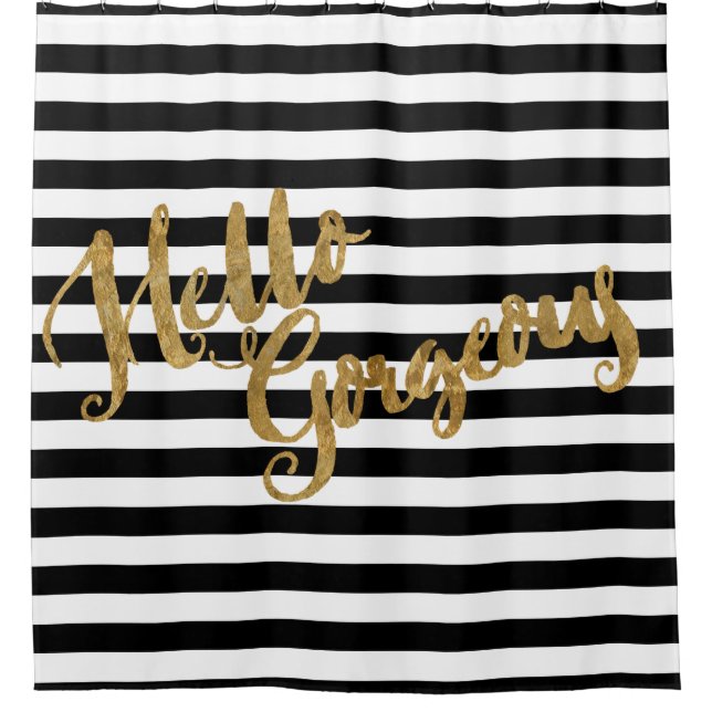 Cortina Para Box Ouro Hello Gorgeous Stripes (Frente)