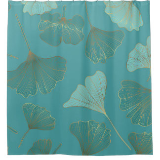 Cortina Para Box Ouro luxuoso Ginkgo, papel de parede.
