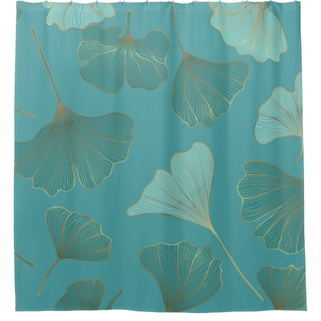 Cortina Para Box Ouro luxuoso Ginkgo, papel de parede. (Frente)
