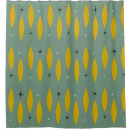 Cortina Para Box Ovals modernos do meio século, Starbursts, ouro na