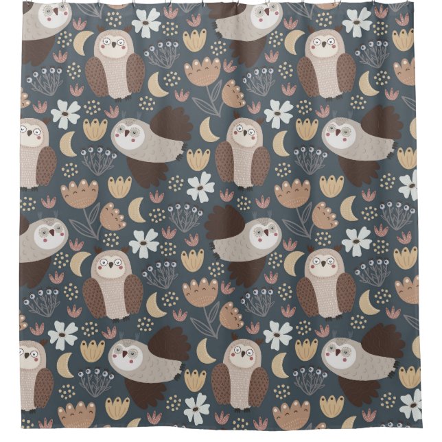 Cortina Para Box Owl Love Scandinavian Folk Art Animal Standard (Frente)
