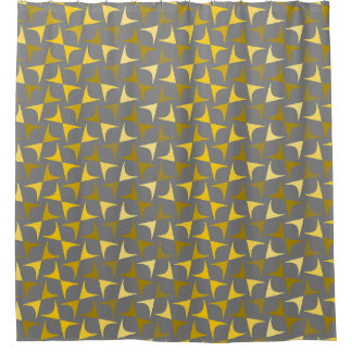 Cortina Para Box Padrão abstrato amarelo e cinza