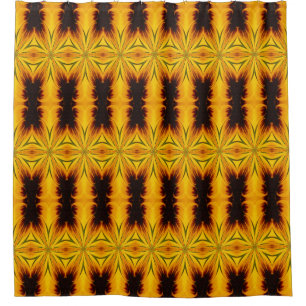 Cortina Para Box Padrão abstrato Amarelo E Marrom 