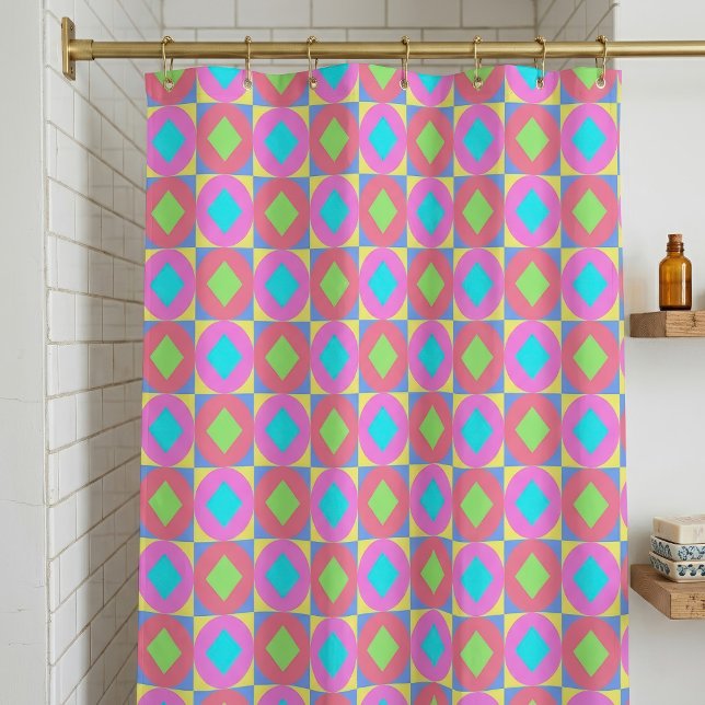 Cortina Para Box Padrão Abstrato Geométrico Psicodélico Vibrante (Vibrant Geometric Abstract Psychedelic Pattern. Shower Curtain)