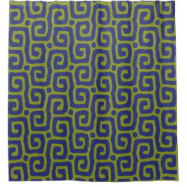 Cortina Para Box Padrão abstrato verde oliva e azul