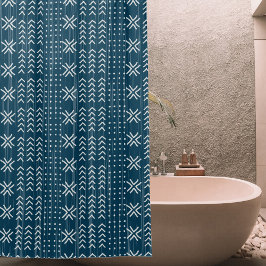 Cortina Para Box Padrão africano de clama azul moderna