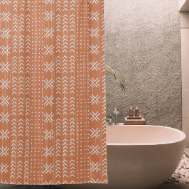 Cortina Para Box Padrão Africano do Moderno Terracotta Lama