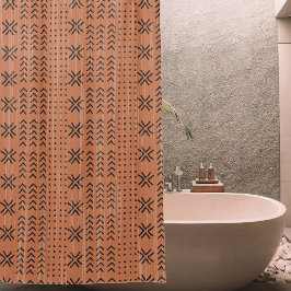 Cortina Para Box Padrão Africano Moderno Terracotta Mudcloth