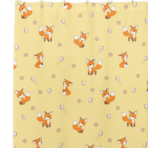 Cortina Para Box Padrão Amarelo De Raposa Bonita