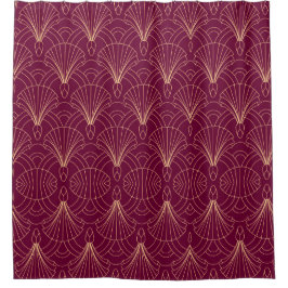 Cortina Para Box Padrão Art Deco com motivos de leque geométricos d
