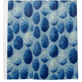Cortina Para Box Padrão Blue Winter Pine Cone