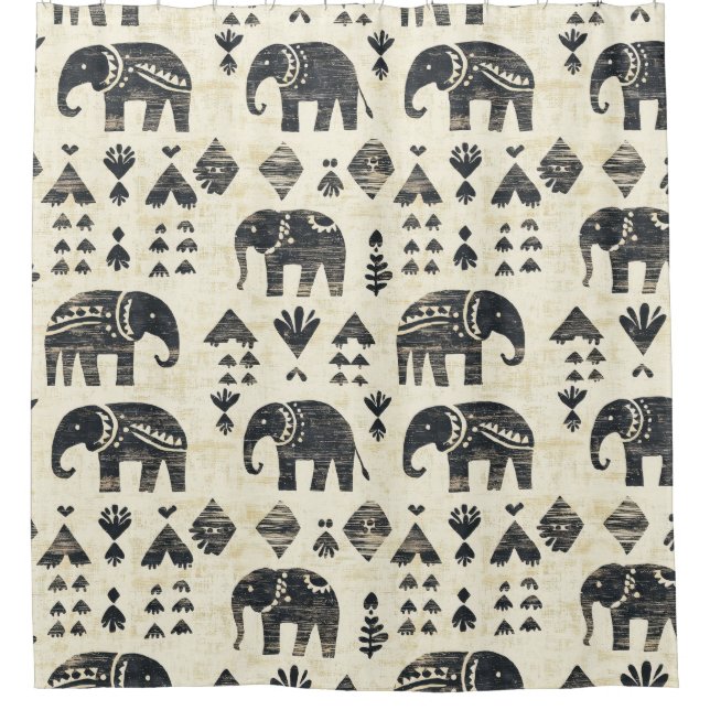 Cortina Para Box Padrão Boho Elefante Tribal (1) (Frente)