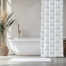 Padrão Botânico em Aquarela Azul Elegante
