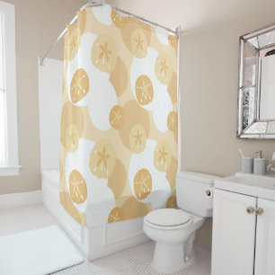 Cortina Para Box Padrão branco de beige Impressão costeiro com arei